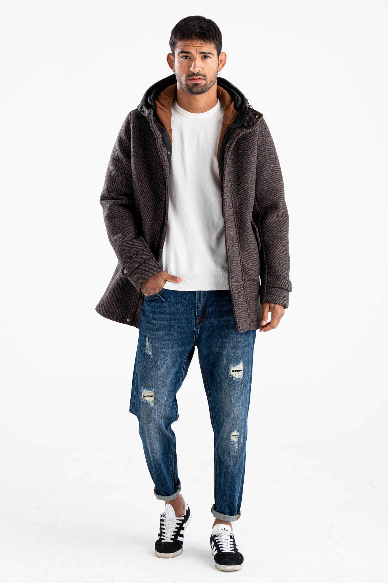 Cappotto corto con cappuccio