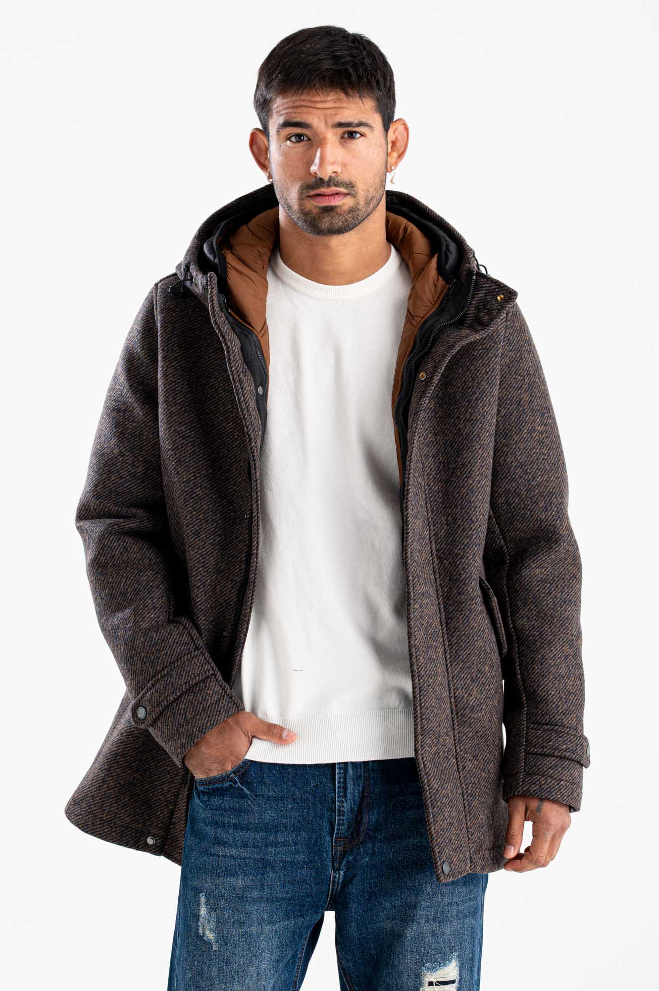 Cappotto corto con cappuccio