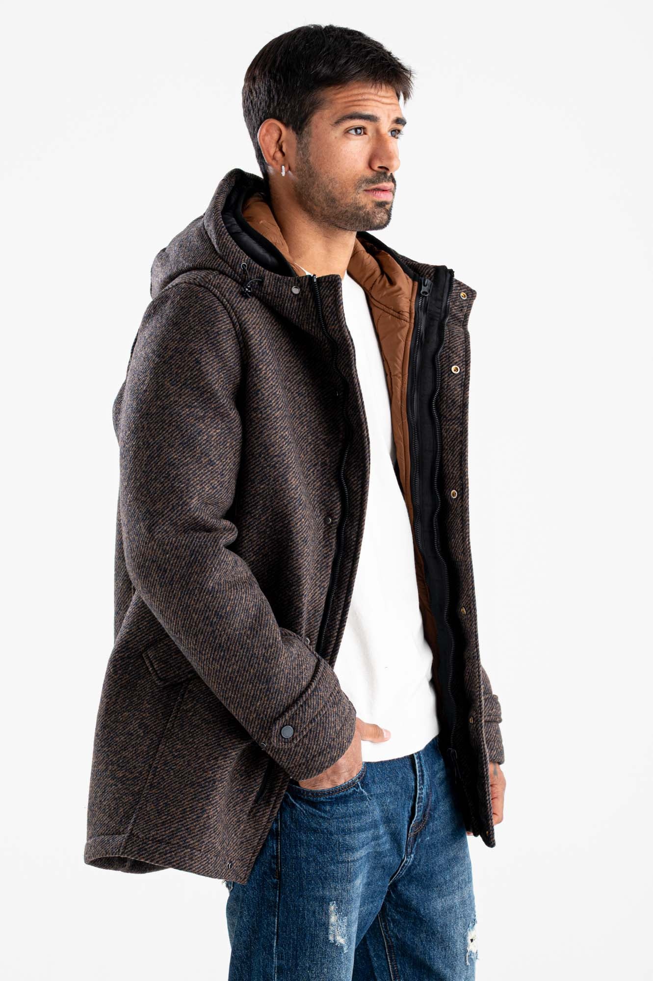 Cappotto corto con cappuccio