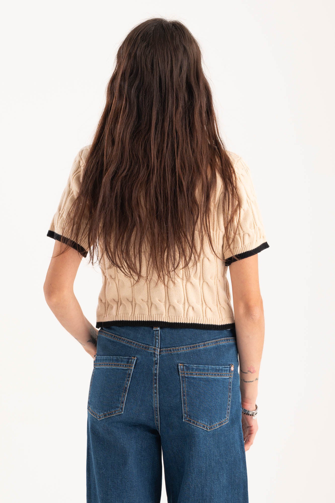 Maglia trecce bordini