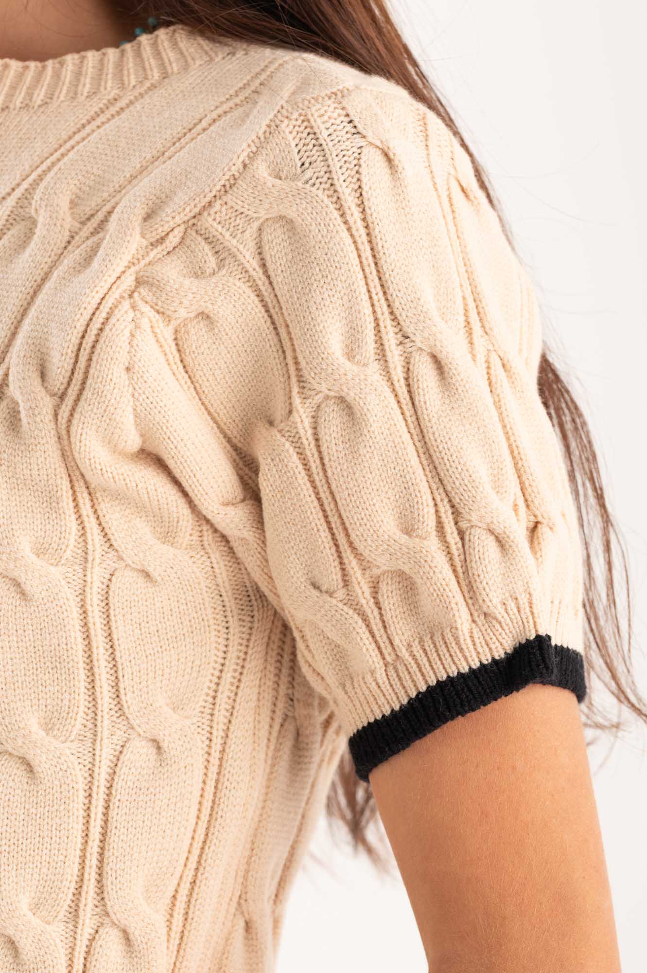 Maglia trecce bordini