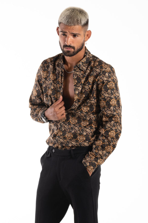 Camisa floral dorada