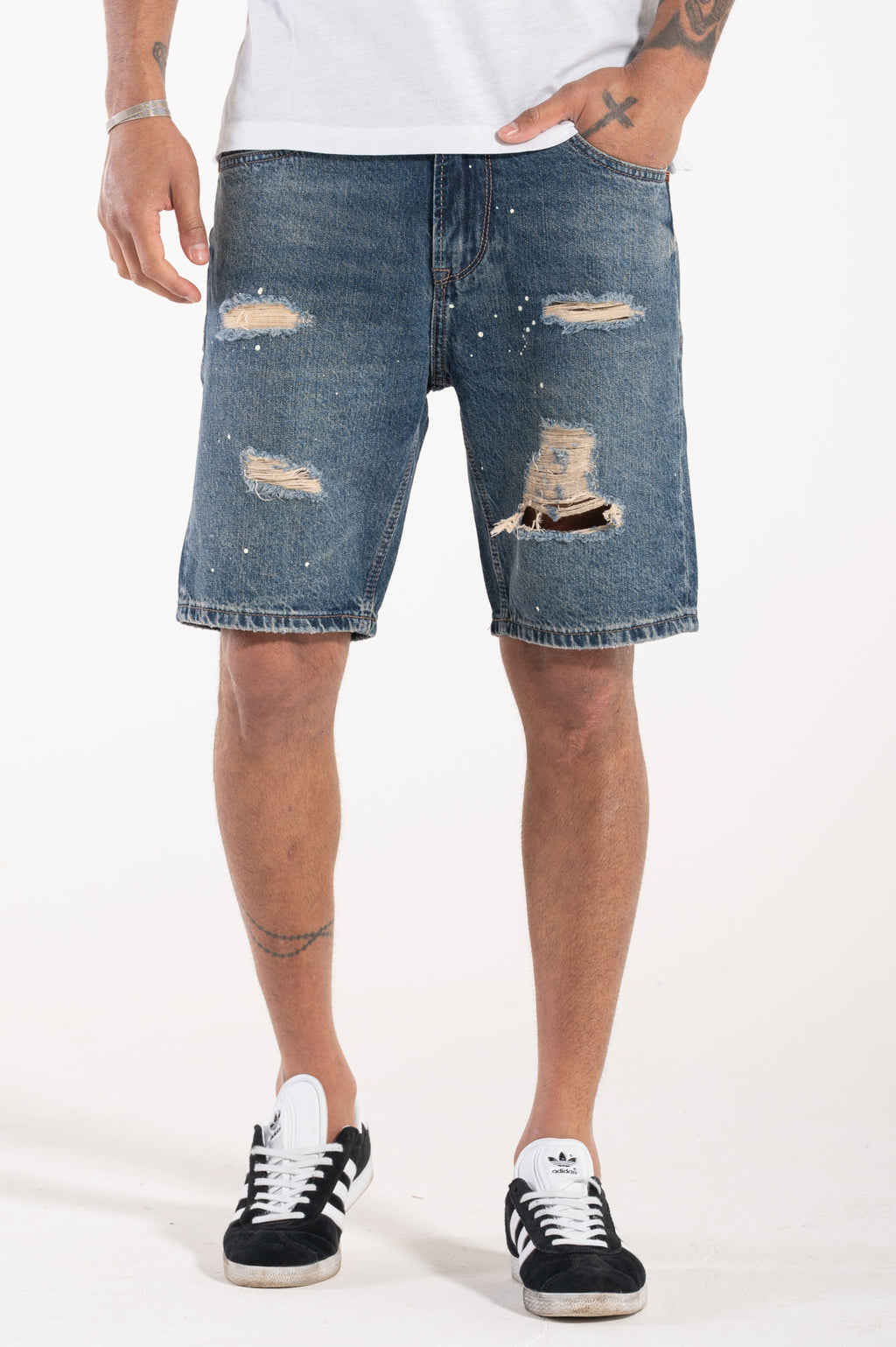 Denim painted shorts