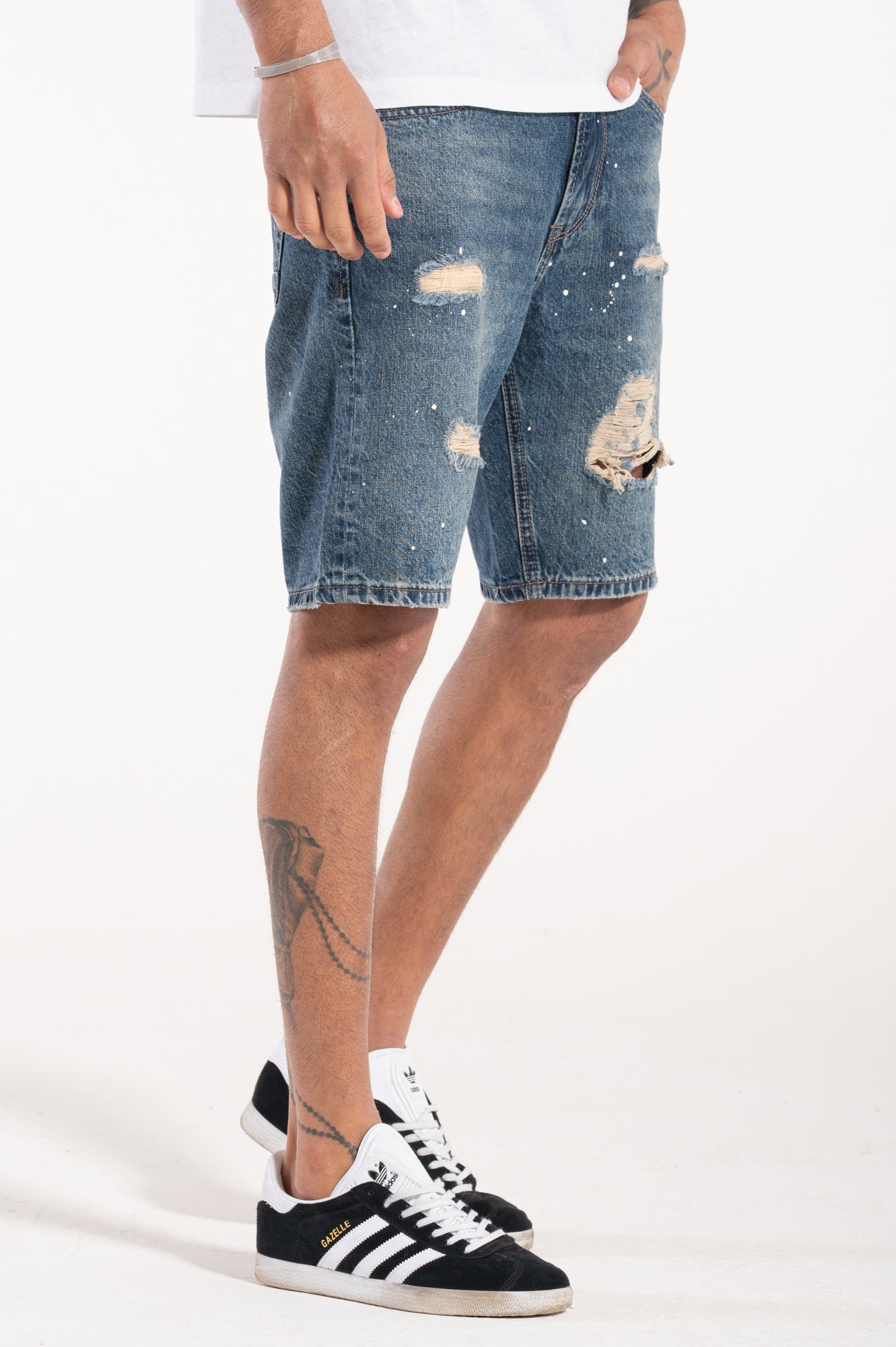 Denim painted shorts