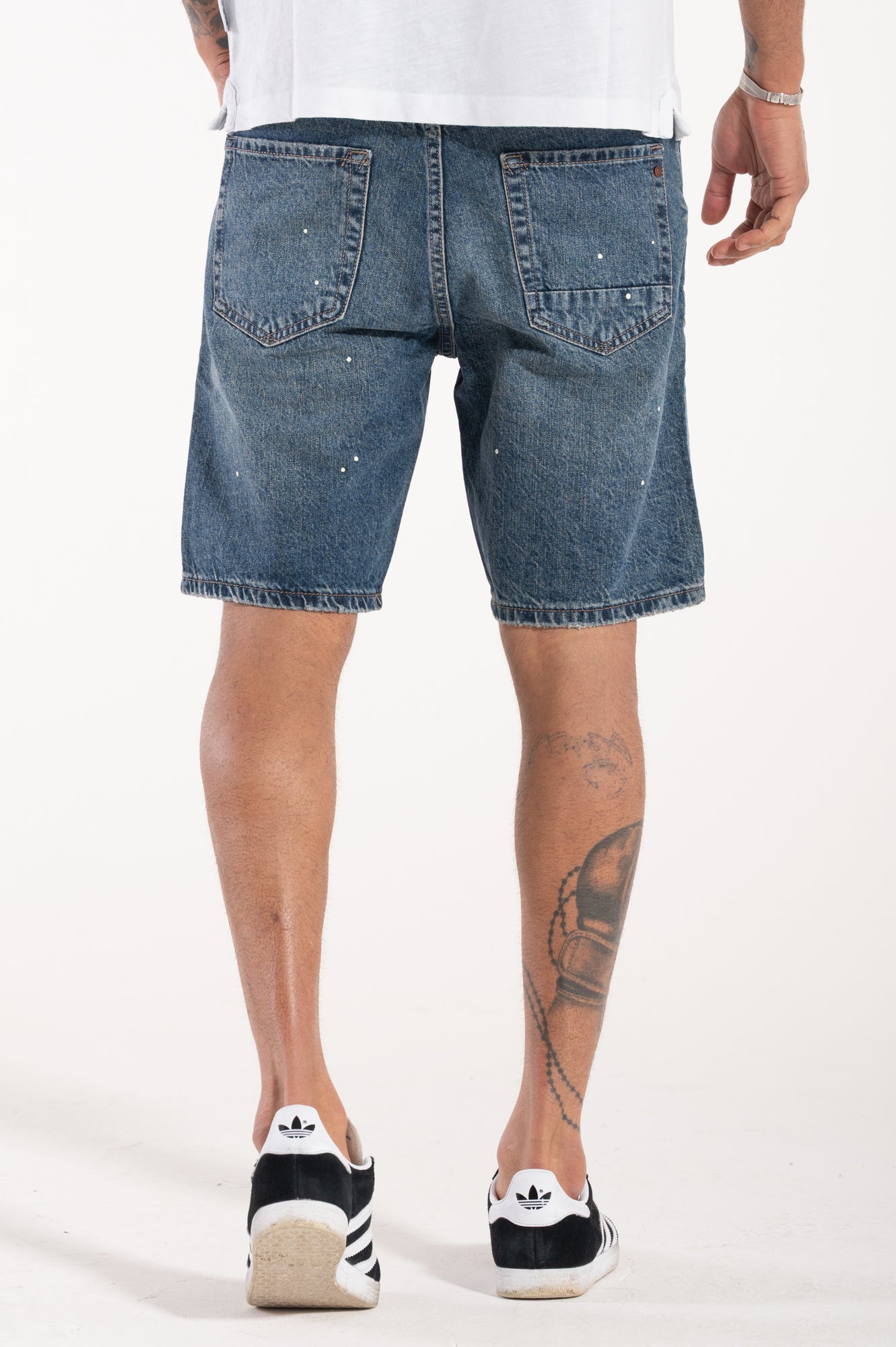 Denim painted shorts
