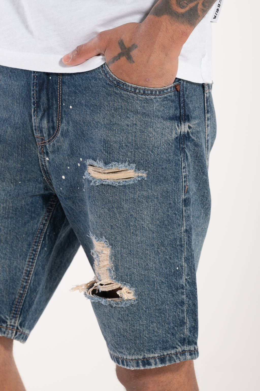 Denim painted shorts