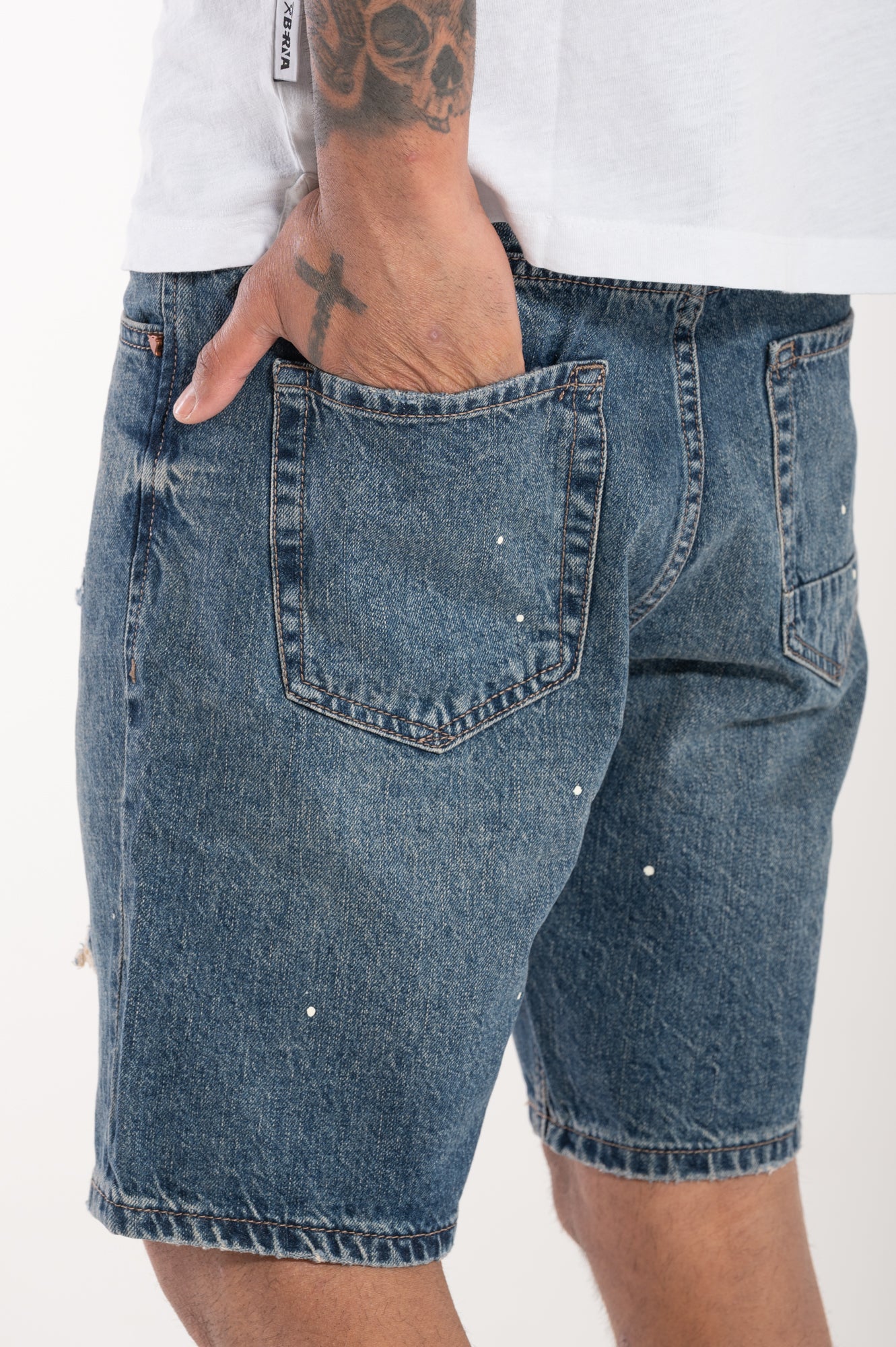 Denim painted shorts
