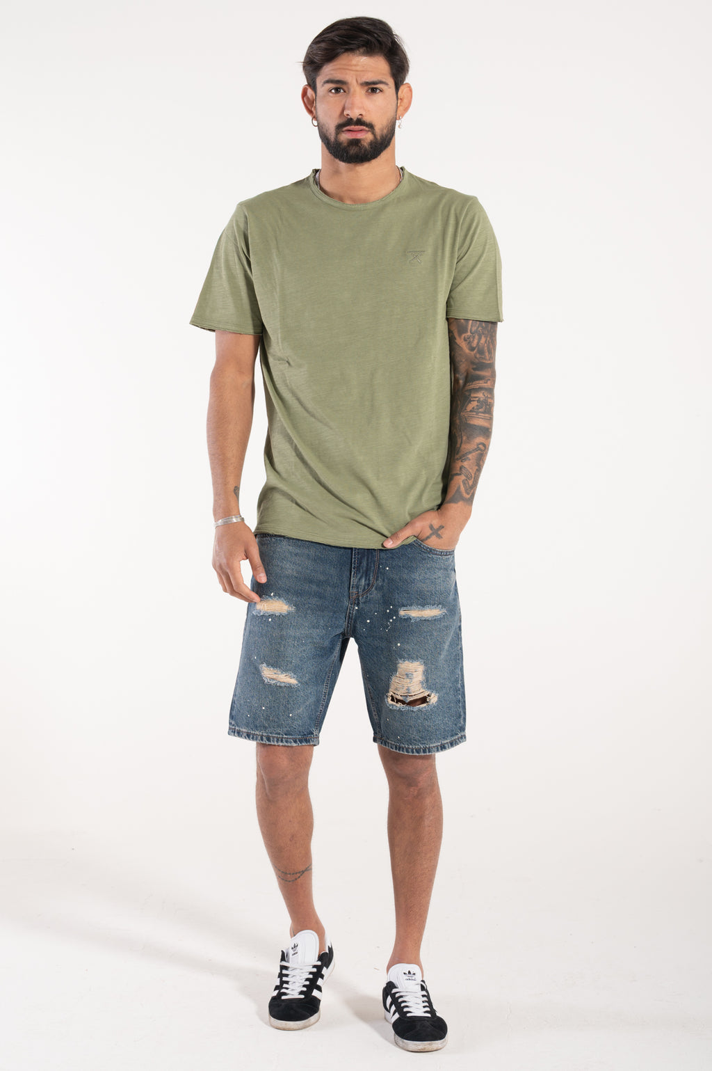 Denim painted shorts