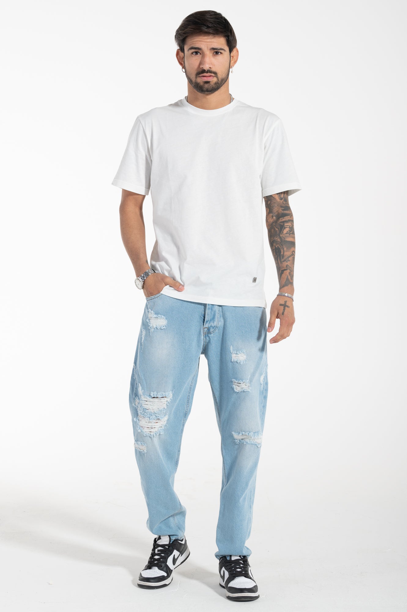 Jeans strappato cropped fit