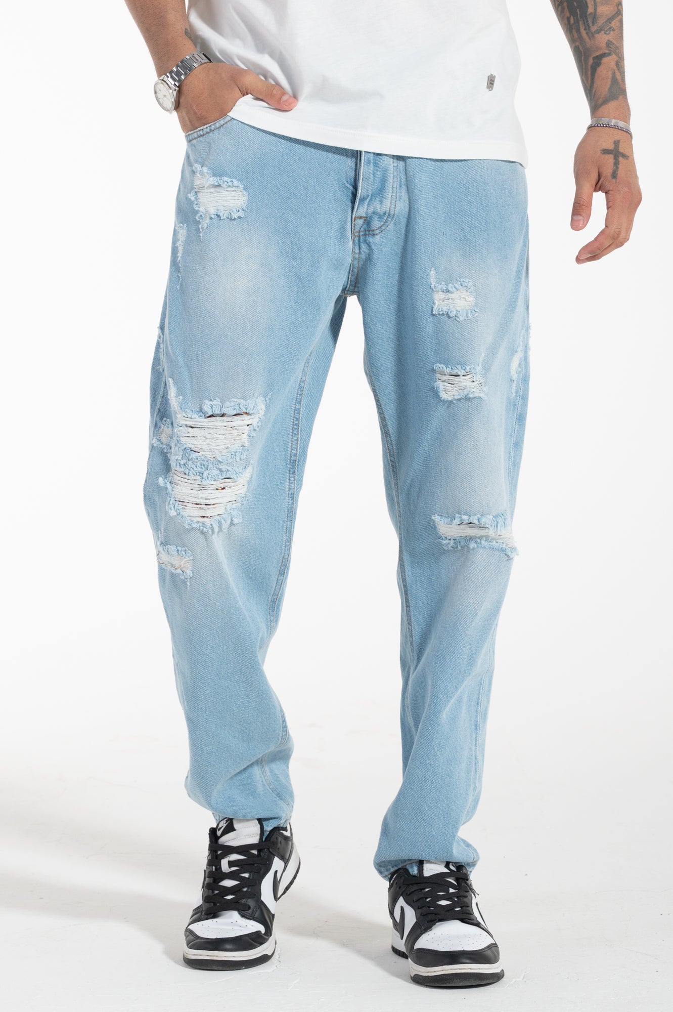 Jeans strappato cropped fit