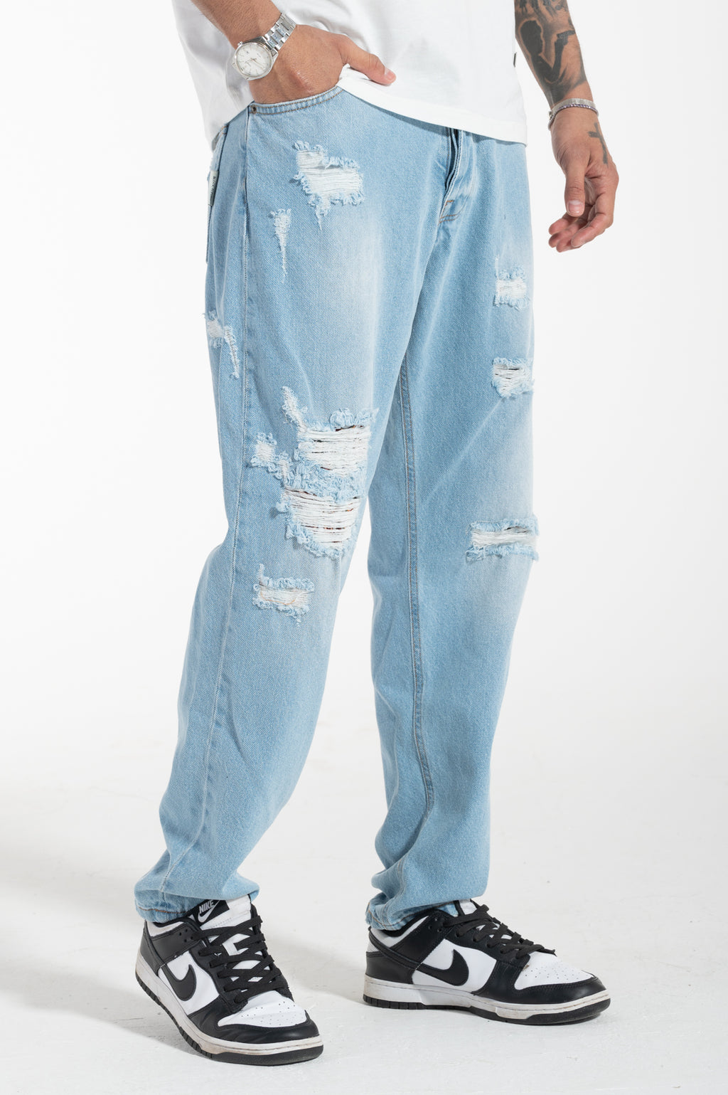 Jeans strappato cropped fit