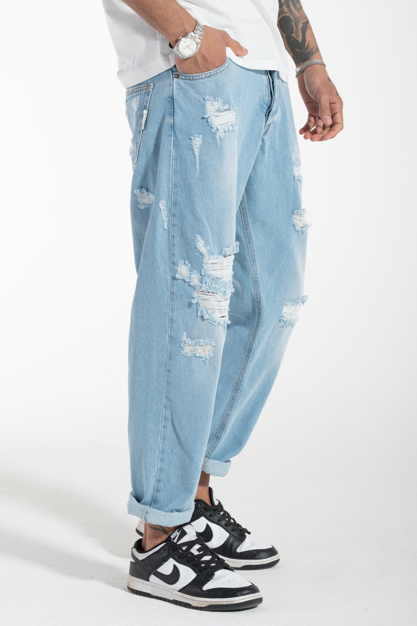 Jeans strappato cropped fit