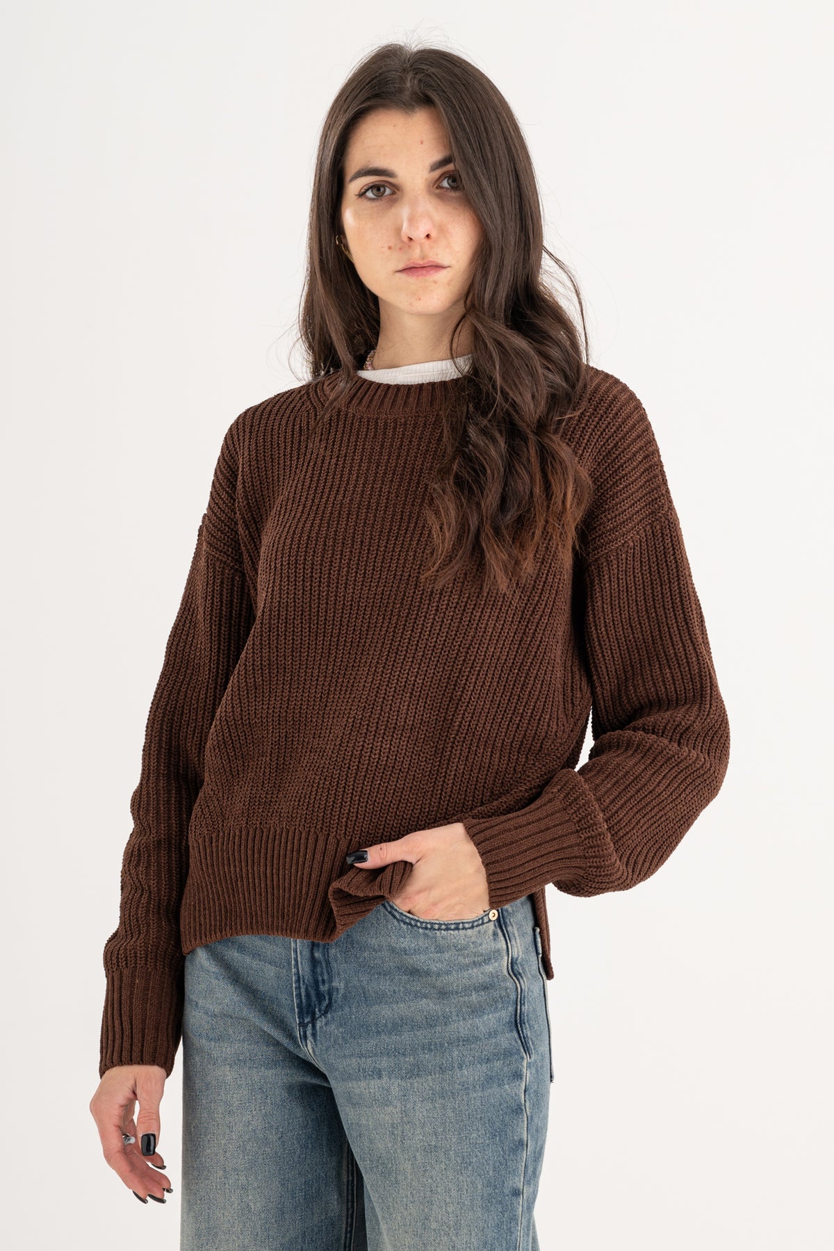 Maglia girocollo ciniglia