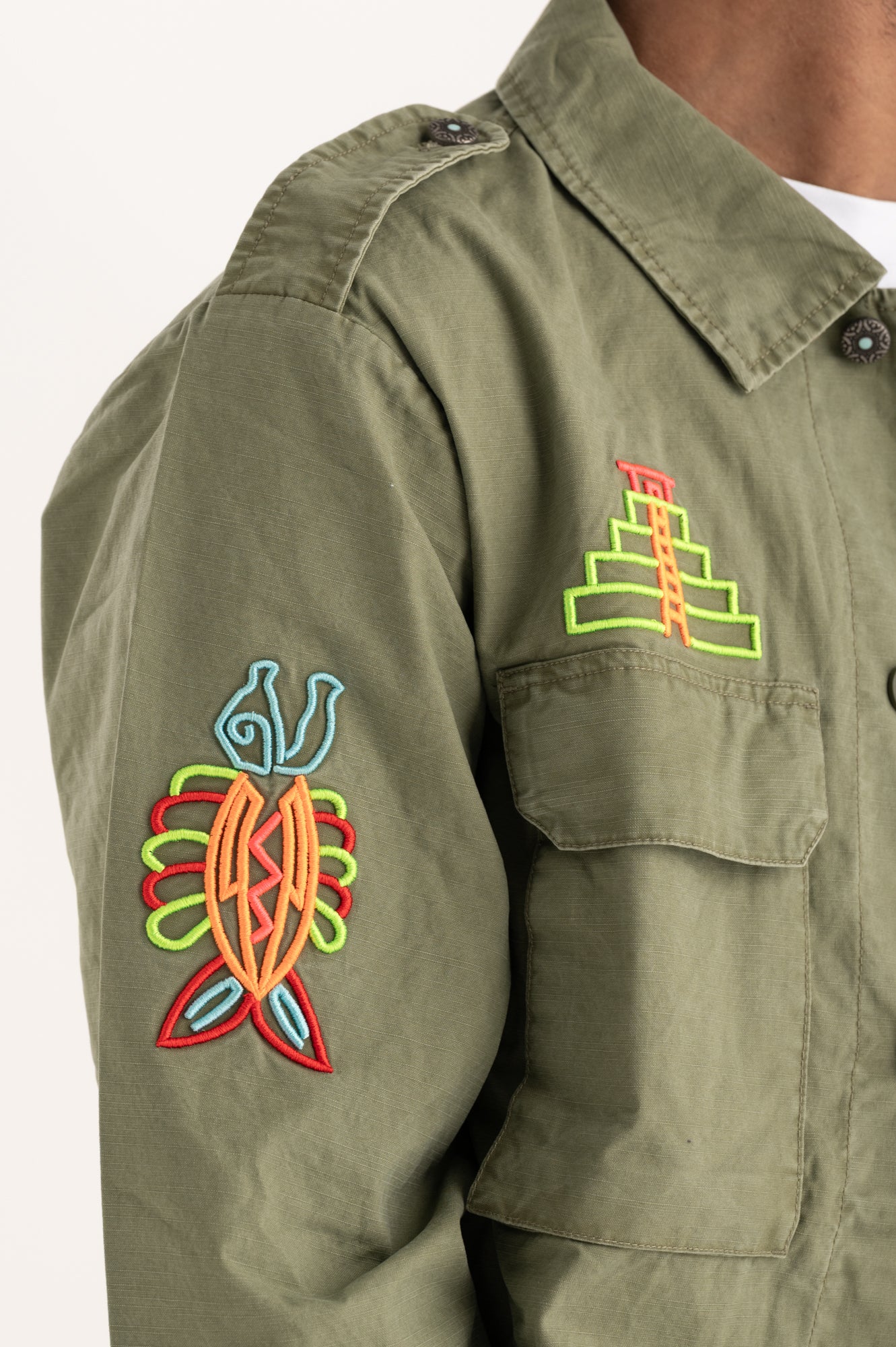 Overshirt ricami aztechi