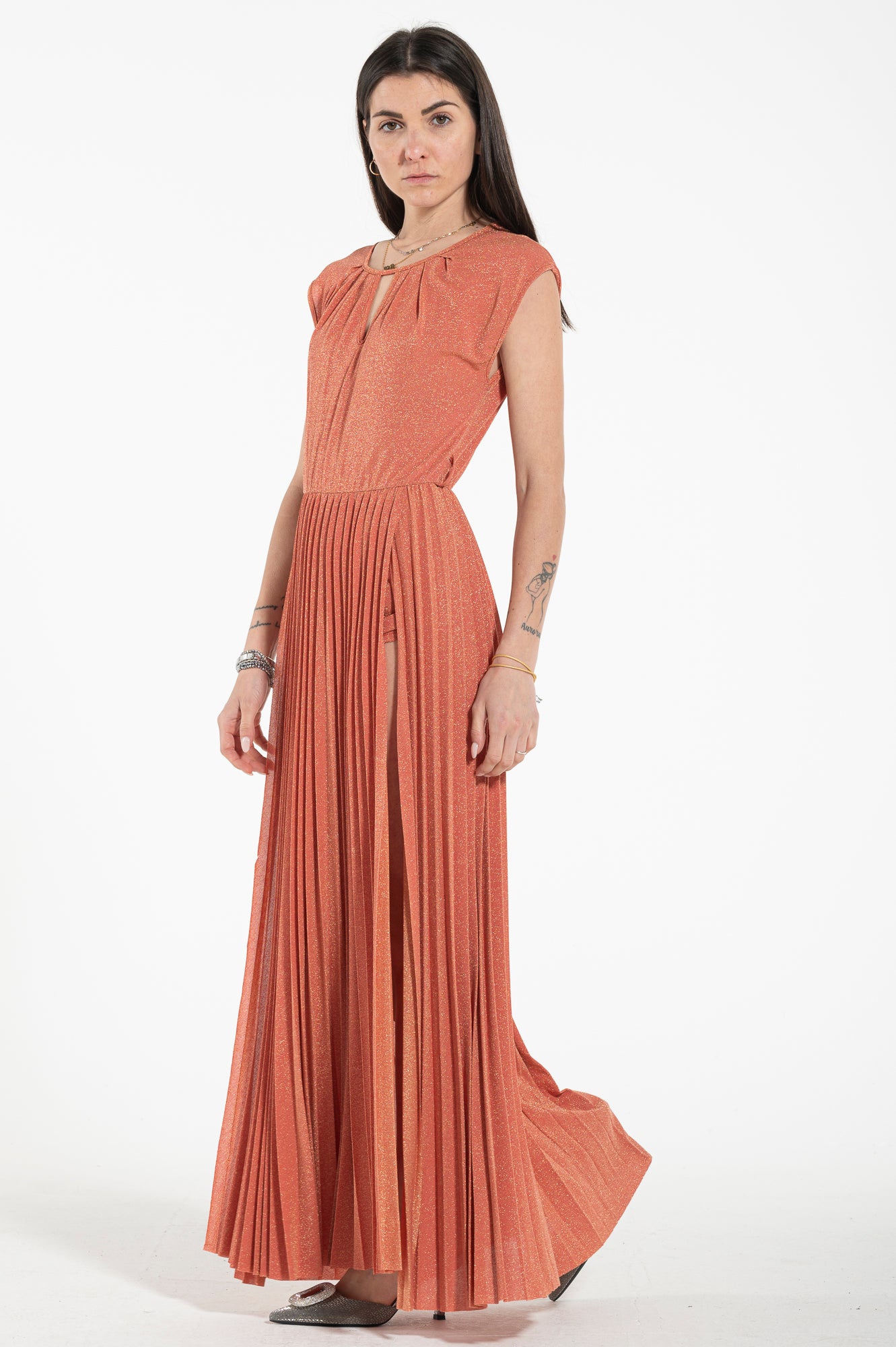 Abito lurex con spacchi