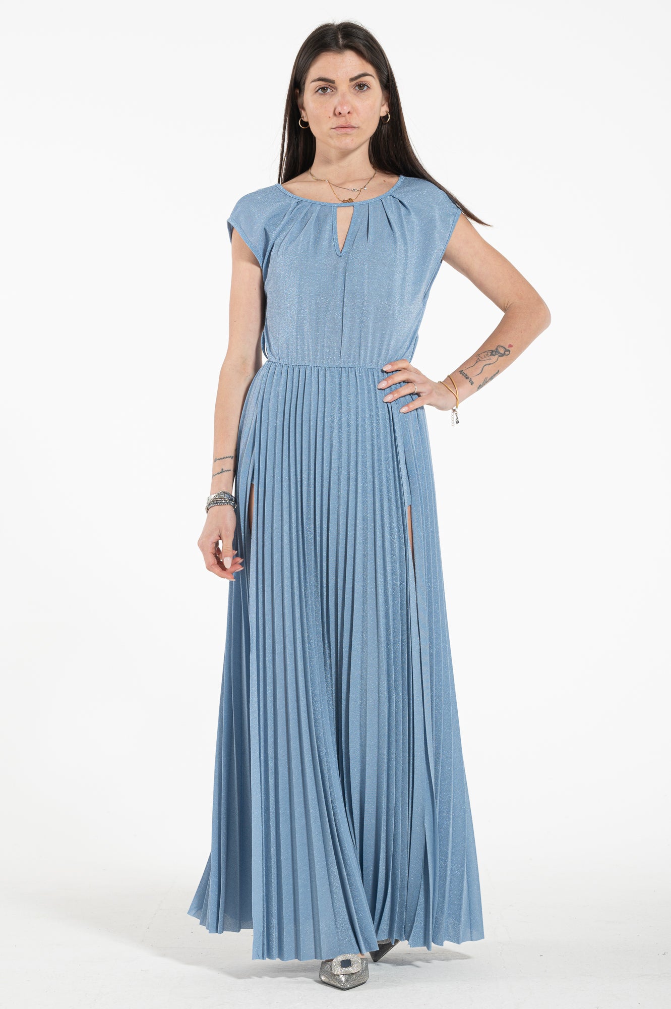Abito lurex con spacchi