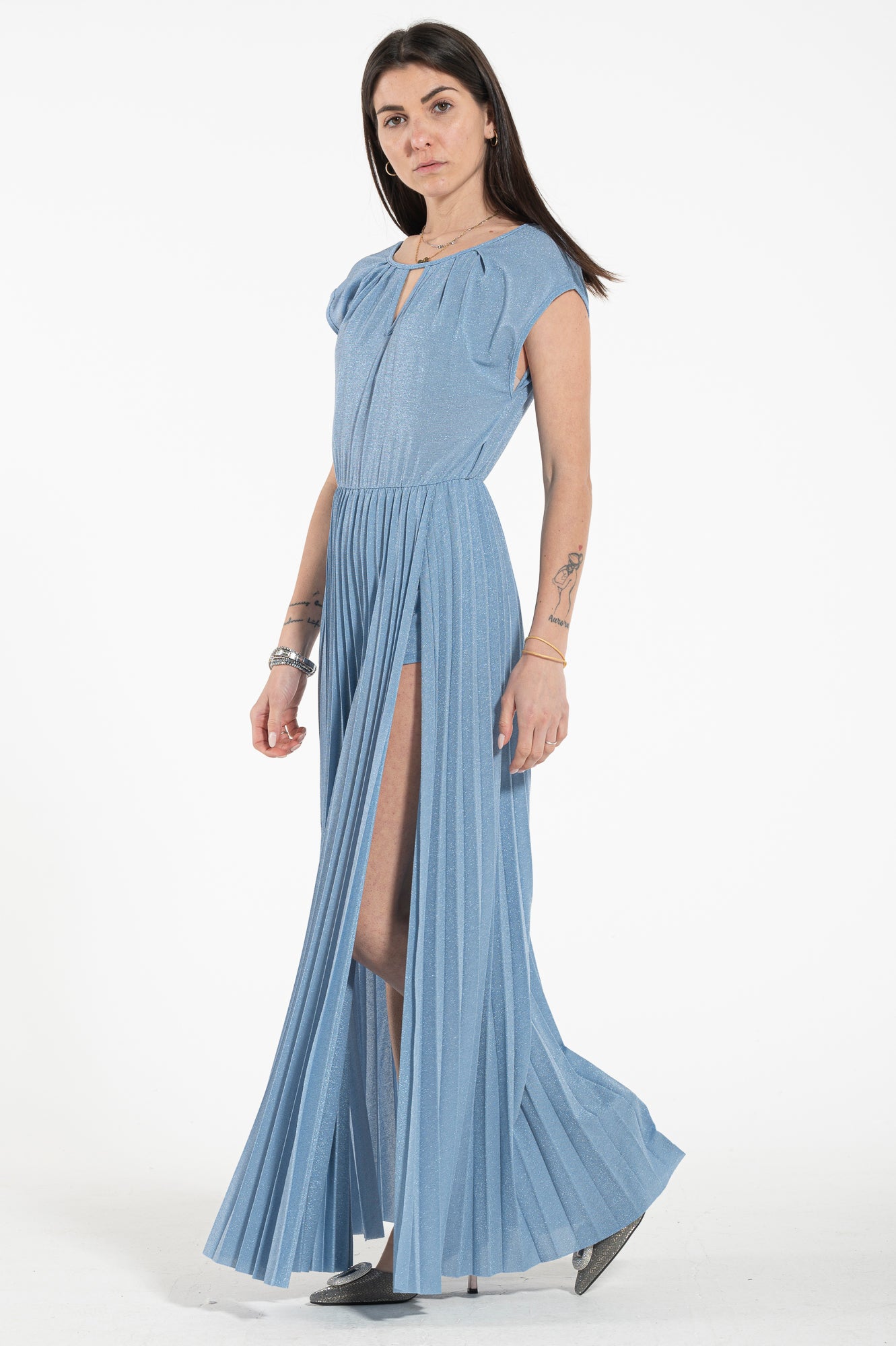 Abito lurex con spacchi