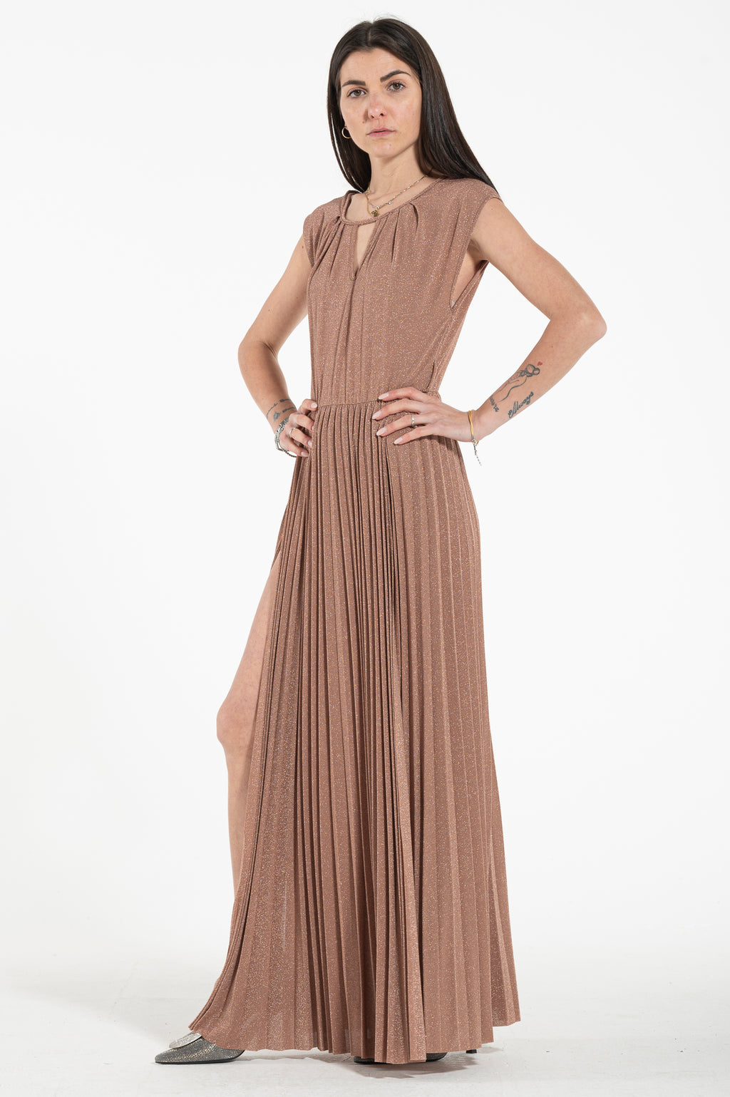 Abito lurex con spacchi