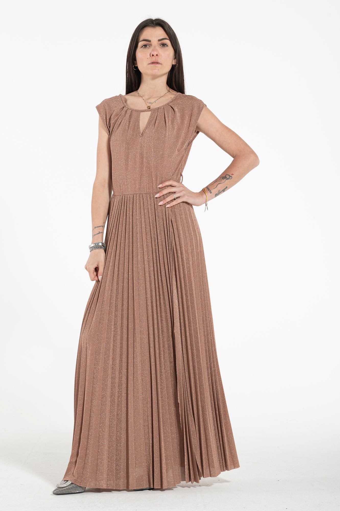 Abito lurex con spacchi