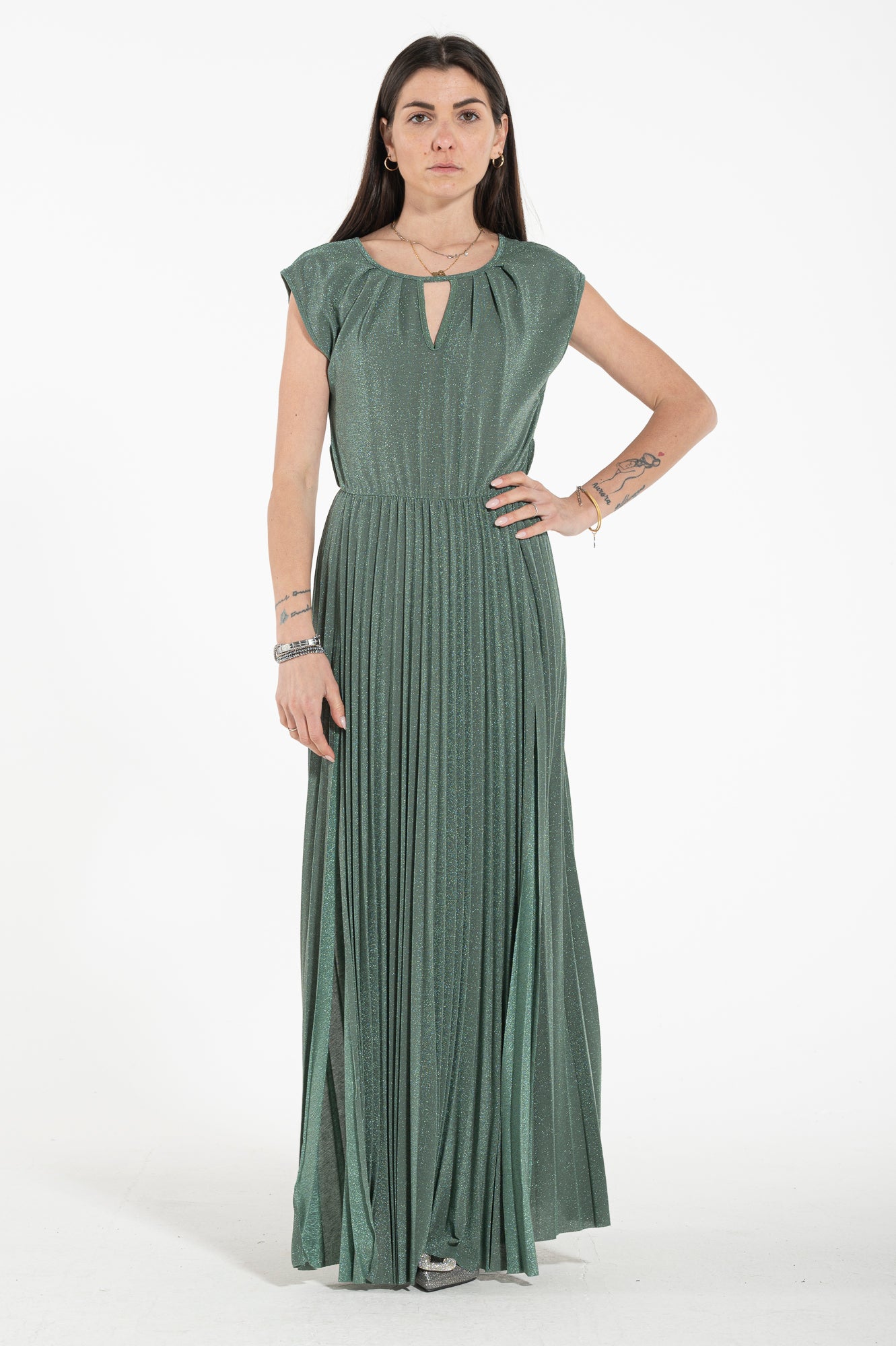 Abito lurex con spacchi