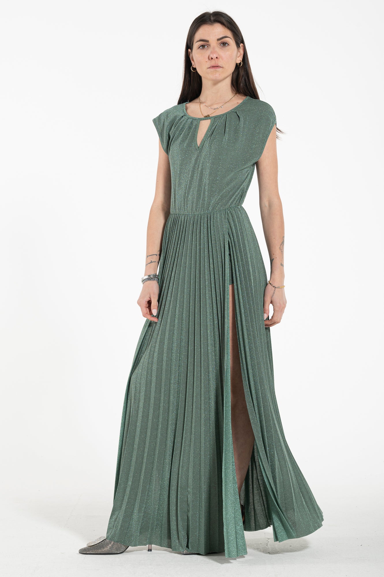 Abito lurex con spacchi