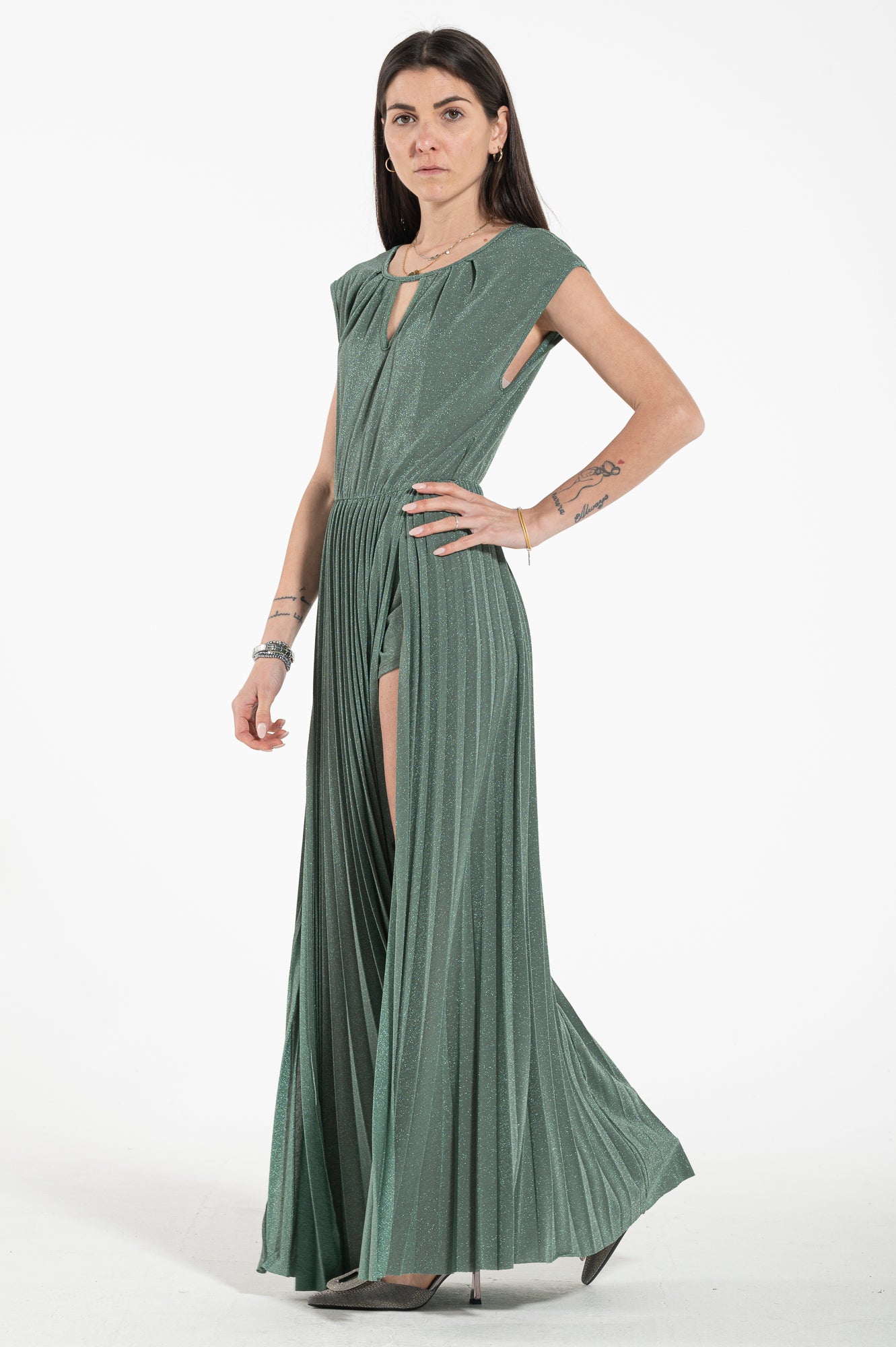 Abito lurex con spacchi